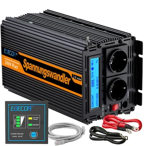 Convertitore di tensione EDECOA 12V 230 V 2000 W 4000 W inverter LCD USB V3. - Foto 1 di 11
