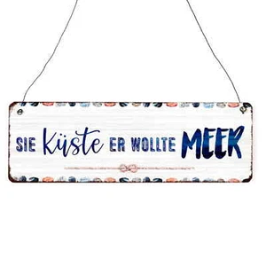 Interluxe Holzschild - SIE KÜSTE ER WOLLTE MEER - Dekoschild Maritim Strand witz - Bild 1 von 2