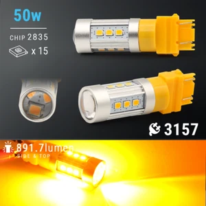 3157/3156 Amber Yellow High Power LED light bulbs Turn Signal Blinker Corner - Picture 1 of 8