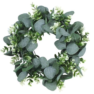 Eucalyptus Wreath Artificial Fake Rattan Vines Garland Wreath Plants Wall Decor - Picture 1 of 12