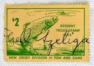 US NEW JERSEY RESIDENT TROUT STAMP, 1966 - Picture 1 of 2