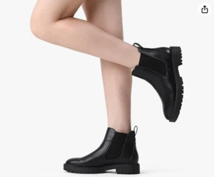 Women Slip On Chelsea Boots Low Heel Round Toe Classic Ankle Booties Shoes 6-11 - Picture 1 of 9