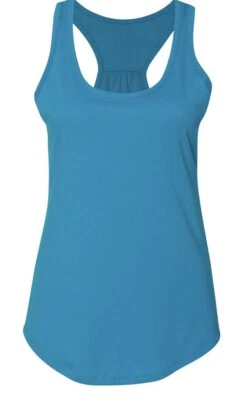 Camiseta sin mangas Next Level para dama con espalda cruzada turquesa *Nueva talla M Foto 1 de 2