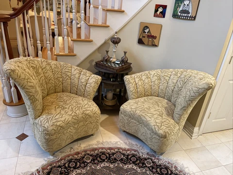 hollywood regency scalloped asymmetrical lounge chairs se of 2 Cover