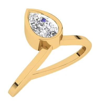 14K Yellow Gold Pear Solitaire Lab Grown Diamond Engagement Ring VS F 1.00 Carat - Image 1 of 4