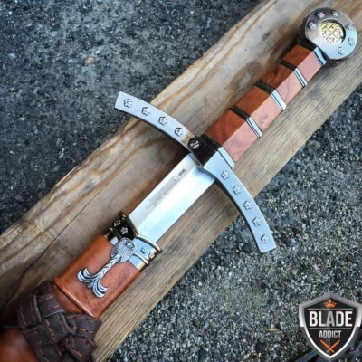 23" Rey Arturo Excalibur Espada Cruzada Medieval Vaina Fantasía Histórica Foto 1 de 4