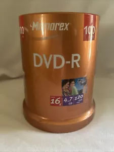 Memorex DVD-R Recordable Blank Disks 100pk !6 Speed 4.7GB New Sealed - Picture 1 of 2