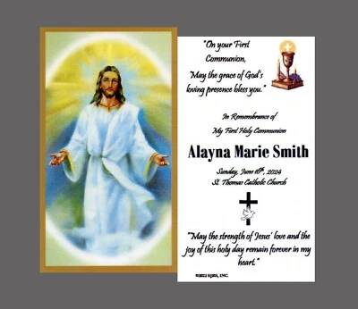 My First Holy Communion(girl) 2 -Personalized Laminated Prayer Cards -Pack of 35 - Image 1 of 3
