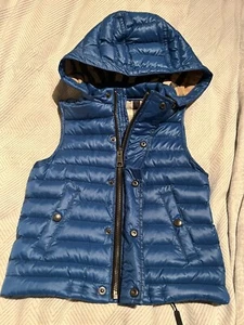 NWT Burberry Children Puffer Vest 5Y Blue Down Removable Hood NEW - Picture 1 of 12