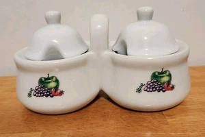 Vintage Houston Harvest Double Condiment Jam & Jelly Dish With Lids #31237 - Picture 1 of 7