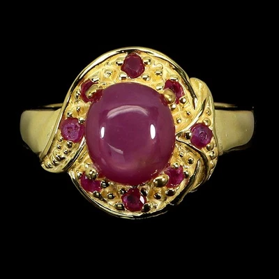 925 Sterling Silver Ring Oval Ruby 8x7mm Natural Gemstone Jewelry Size 7 - Image 1 of 4