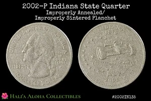 2002 P Indiana State Quarter ✨Improperly Annealed/Sintered Planchet Mint Error✨ - Picture 1 of 5
