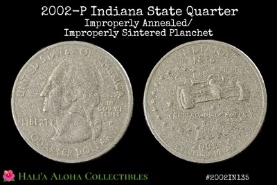 2002 P Indiana State Quarter ✨Improperly Annealed/Sintered Planchet Mint Error✨ - Image 1 of 4