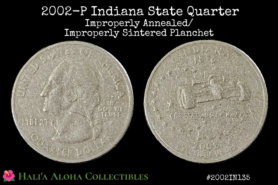 2002 P Indiana State Quarter ✨Improperly Annealed/Sintered Planchet Mint Error✨ - Image 1 of 4