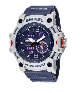 Montre militaire homme Quartz analogique numérique étanche 50M LED Bleu et Blanc - Picture 1 of 5