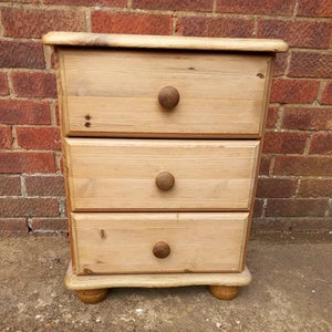 Traditional Pine Small Three Drawer Chest with Bun Feet COLLECT NORTHAMPTON - Picture 1 of 9