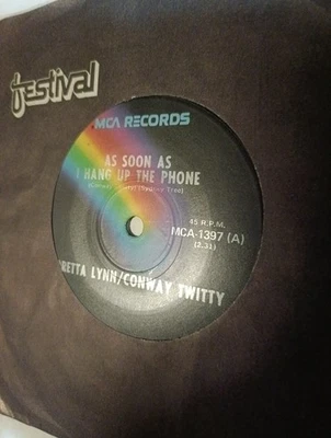 Loretta Lynn / Conway Twitty– As Soon As I Hang Up The Phone.   7"  VG - Image 1 of 2