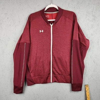 Under Armour Jacket Womens 2XL Red ColdGear Zip Athletic Track Qualifier Warmup - Image 1 of 4