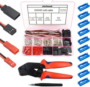55 Sets Servo Plug Male Female Connector Crimp Pin Cable Kit with Black, Red - Picture 1 of 6
