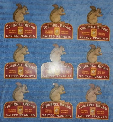 Vintage SQUIRREL BRAND Salted Peanuts 11” ONE Cardboard Advertising Sign Antique - Image 1 of 4