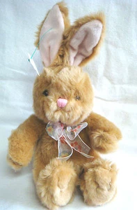 Plush Tan BUNNY RABBIT by RUSS for AVON - "Valerie" - Tush Tags & Ribbon - Picture 1 of 6