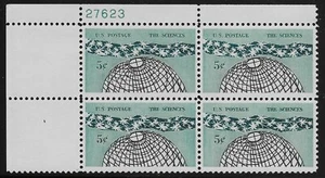 US Scott #1237, Plate Block #27623 1963 Sciences 5c FVF MNH Upper Left - Picture 1 of 1