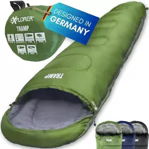 EXPLORER® Schlafsack Tramp leicht, warm, koppelbar, geräumig, GRÜN 230x80x55 - Bild 1 von 6