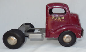 Vintage Smith Miller "Smitty" Toys Pressed Steel Semi Truck Cab in Burgundy