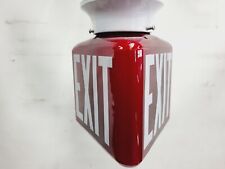 ART DECO RUBY RED TRIANGLE GLASS SORTIE EXIT LIGHT SIGN FIXTURE CINEMA THEATER