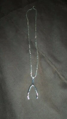 Collar-colgante hueso deseo---dije buena suerte, NUEVO---, color plata mezcla metal, Foto 1 de 2