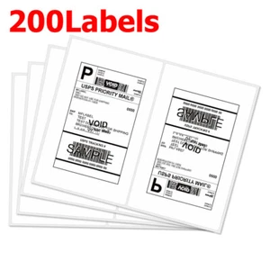200 Shipping Labels 8.5 x 5.5 Rounded Corner Self Adhesive 2 Per Sheet Blank US - Picture 1 of 6