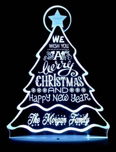 CHRISTMAS TREE DECORATION  Personalised 3d Led Night Light Colour Changing Lamp - Picture 1 of 10