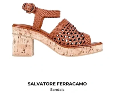 НОВЫЕ сандалии Salvatore Ferragamo из тканой кожи пробковая платформа - 38,5C - Изображение 1 из 4
