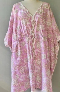 ✩Pretty *EAST ARTISAN with ANOKHI* Hand Block Printed Cotton Kaftan Dress Plus✩ - Picture 1 of 10