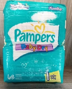 Vintage 2000 Pampers Baby Trockentuch wie Bezug Größe 1 JUMBO PACK 68 Stück kostenloser Versand - Bild 1 von 10