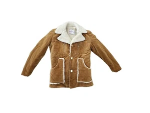 Vintage 70-80s Royal Knight Corduroy Sherpa Lined Jacket Youth Size 14 Or XXS - Picture 1 of 8