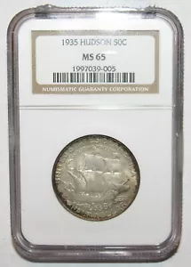 1935 Hudson NY Sesquicentenario mezzo dollaro NGC MS 65 - Foto 1 di 4