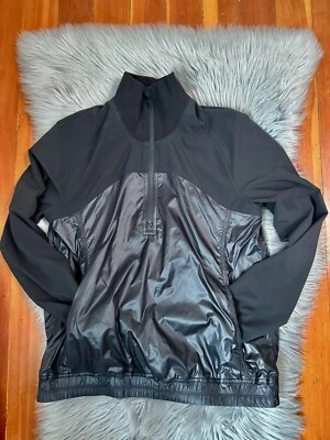 Chaqueta Lululemon All Roads Media Cremallera Pullover Negra Brillante Neopreno Joey Bolsillo 4 Foto 1 de 3