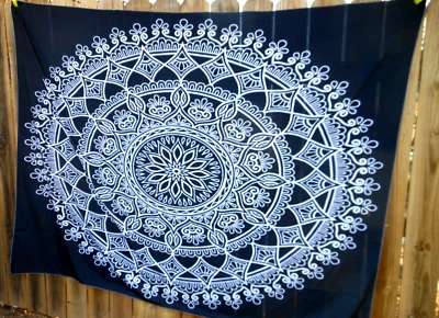 黑白曼达拉壁挂纸巾,桌布 60 x 80 波西米亚全新 #M69 — 第 1/4 张图片