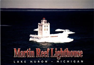 Michigan MI Light House Postcard Martin Reed Lighthouse Northern Lake Huron  - Picture 1 of 3