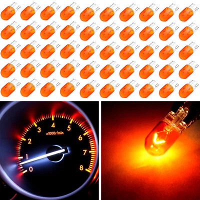 50pcs Amber T10 168 194 Halogen Bulb Glove Box Instrument Cluster Panel Lights - Image 1 of 4