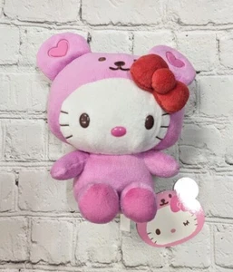 Hello Kitty oso de corazón rosa 7"" felpa Sanrio 2011 raro - Imagen 1 de 4