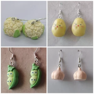 Vegetables Kawaii Fun/Funky/Quirky Earring Silver Plated Hooks - Picture 1 of 11