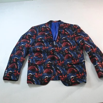 Tallia 42S Blue Floral Soft Shoulder Linen Mens Blazer Suit Jacket Sport Coat - Image 1 of 4