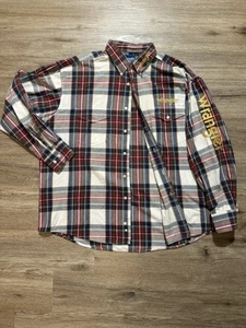 🔥Vintage Wrangler Embroidered Spellout Flannel Button Up Sz. XXL Western Cowboy - Picture 1 of 7