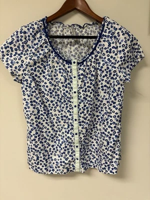 Camiseta de mujer HANNA DIFFERENTSON talla XL 100 % algodón manga corta azul broches de presión ¡NUEVA SIN ETIQUETAS!! Foto 1 de 4