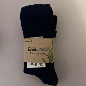 NEW 4 Pack Women’s Belino Navy Blue Bamboo Crew Socks Shoe Size 8-11 - Picture 1 of 3