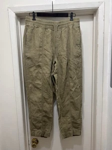 Pantalones de mujer Athleta Retreat de lino tiro alto verde oliva pierna ancha talla mediana - Imagen 1 de 8