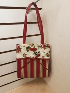 Longaberger Poinsettia Stripe Tote Lunch Gift Bag - Picture 1 of 10
