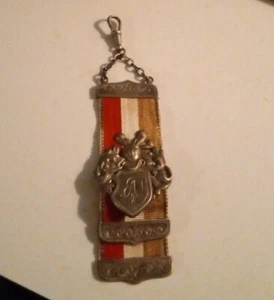 Antique 1935 German Sterling Silver Fraternity Ribbon Watch Fob Fritz Ludwig - Picture 1 of 10